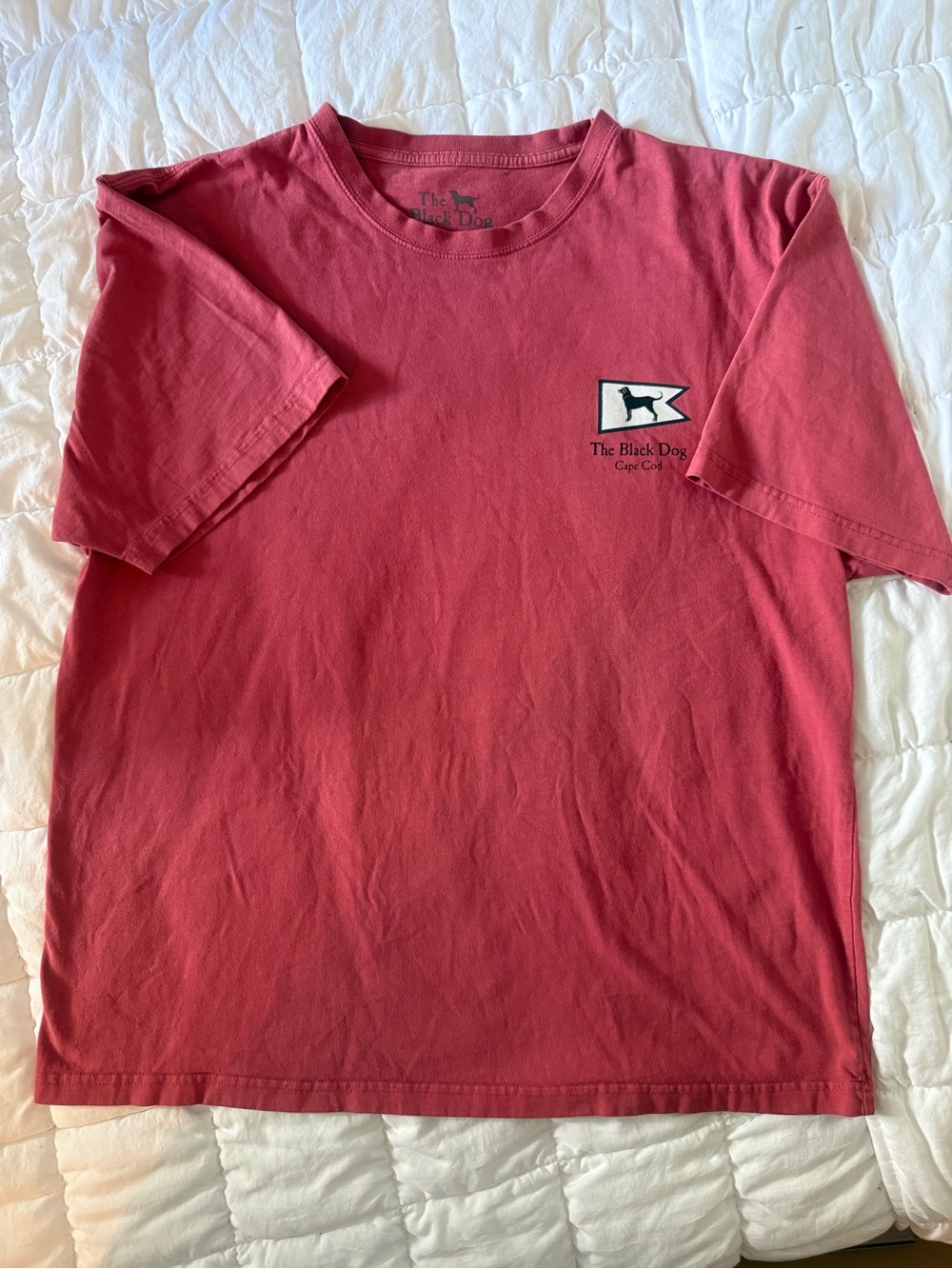 The Black Dog Men's Short Sleeve Tee in Coral Red with Logo